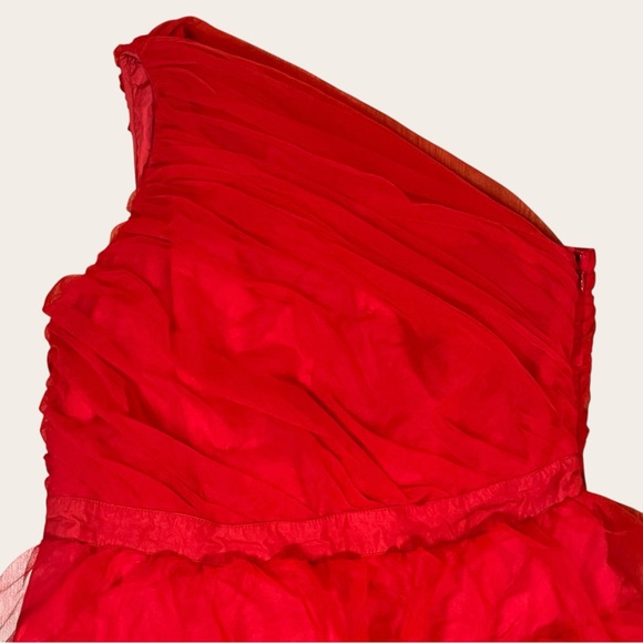 NWOT Eshakti Wayward Fancies One Shoulder Ruffle Tier Mesh Midi Dress - Picture 2 of 7